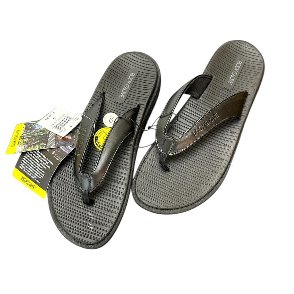 Body‎ Glove Lotus II Black Flip Flop Sandals 9 Ultra Cushioned Footbed Archlogix